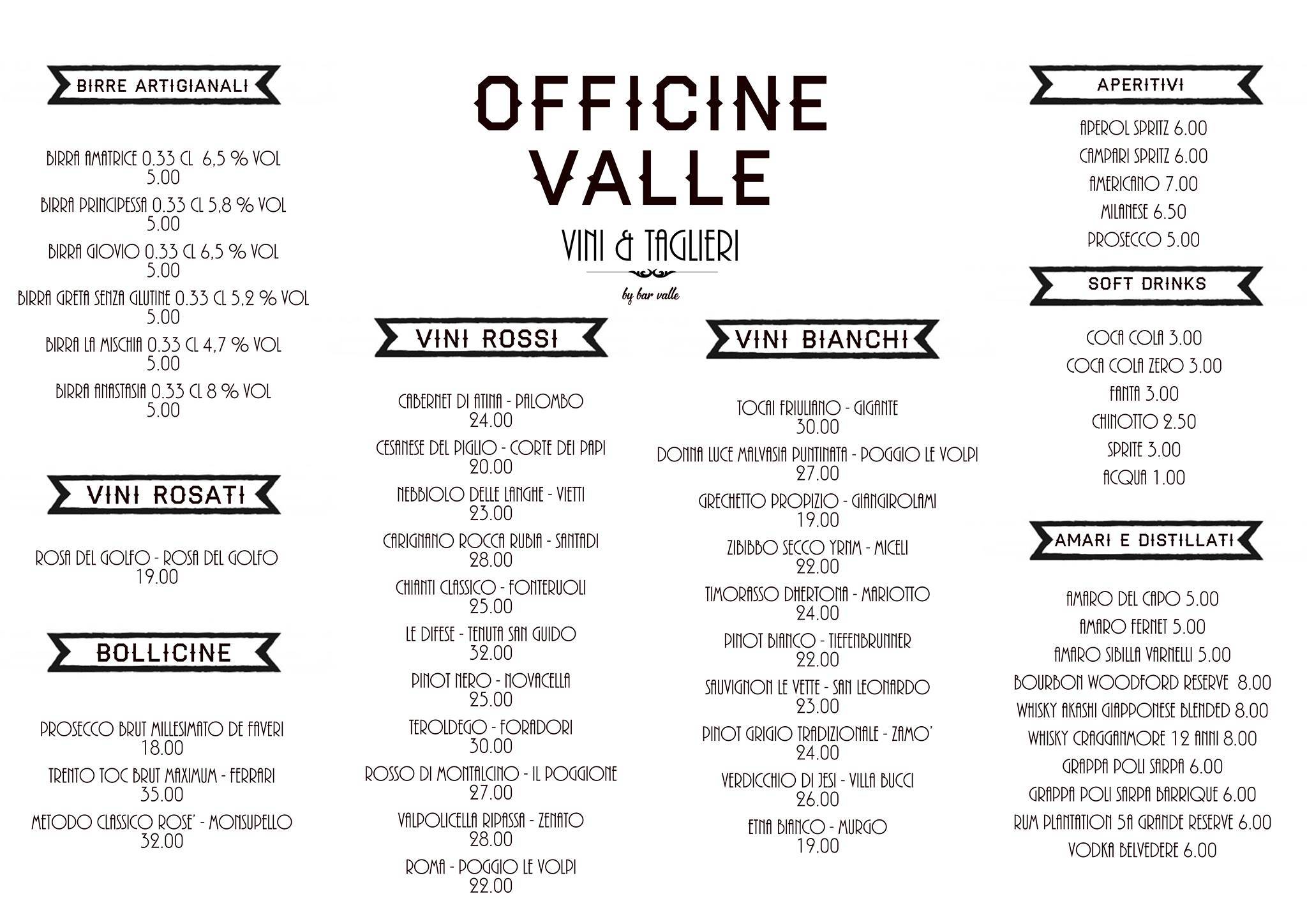 Menu de Officine Valle