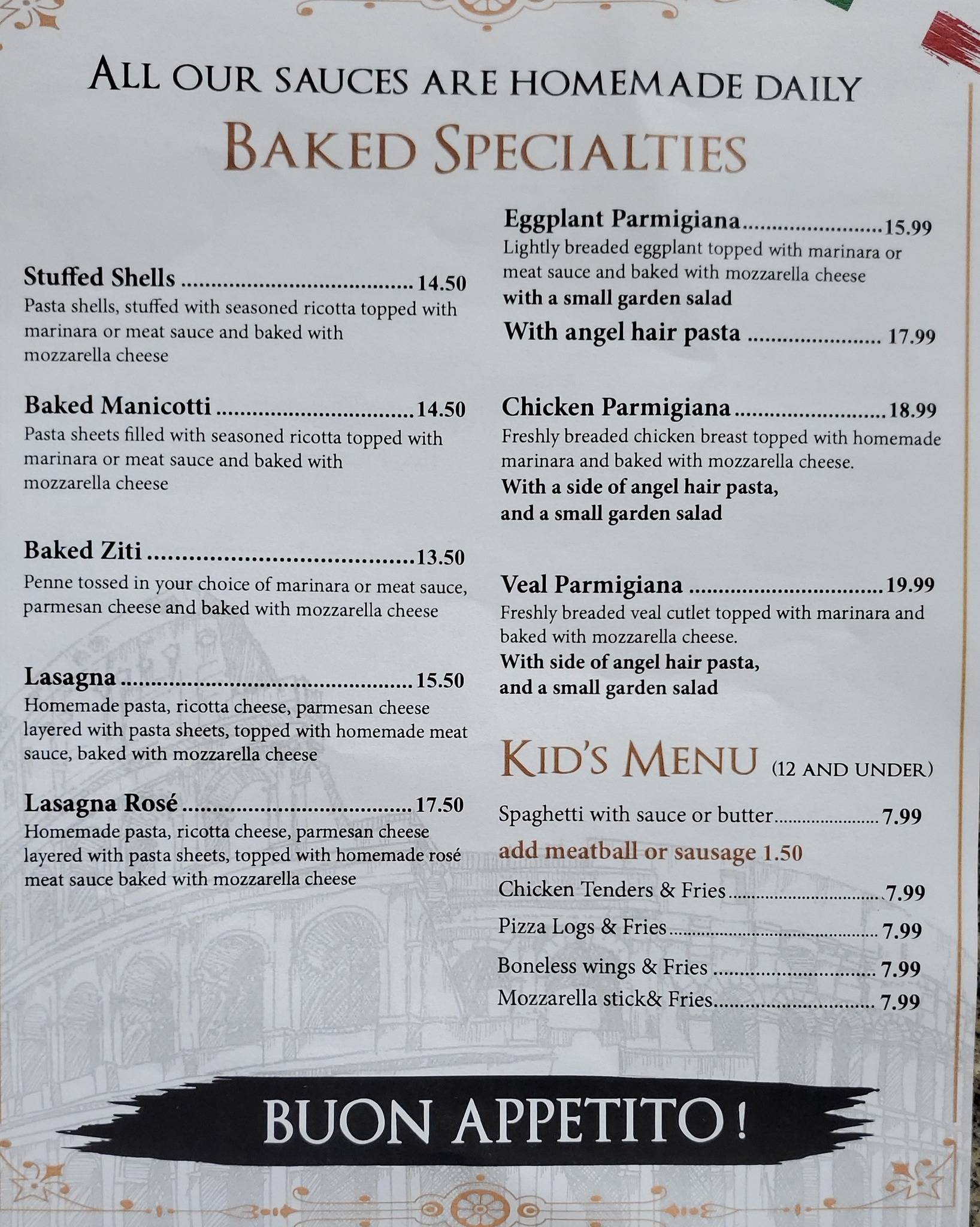 Menu at Little Italy Pizzeria, Ogdensburg
