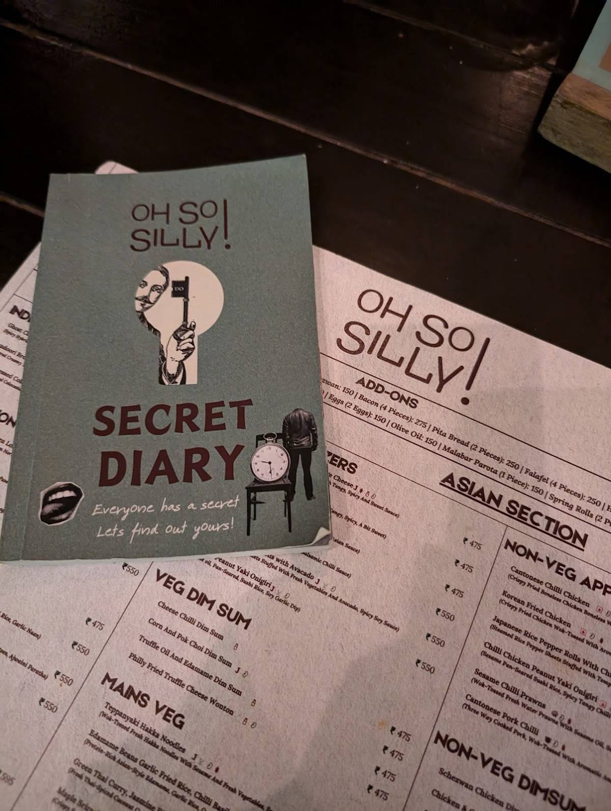 Oh So Silly! Bombay menu