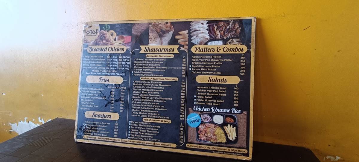 Oho Shawarma Hinjewadi menu