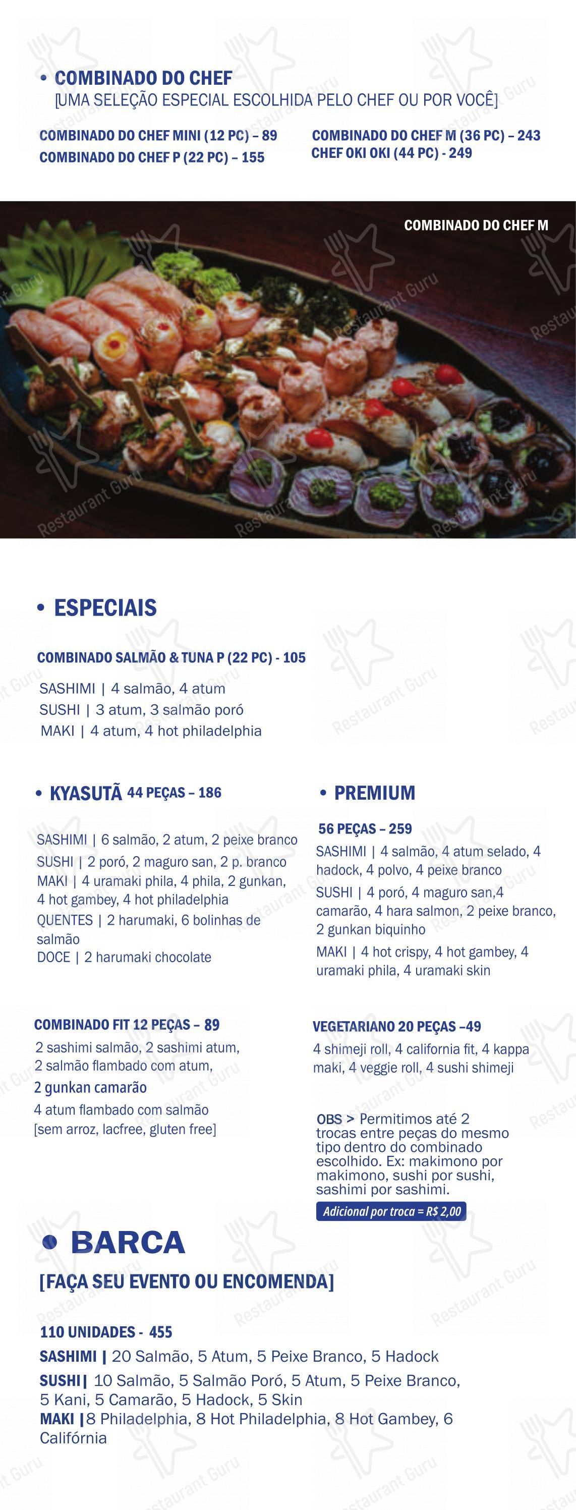 Oki Oki Gávea - Menu bar
