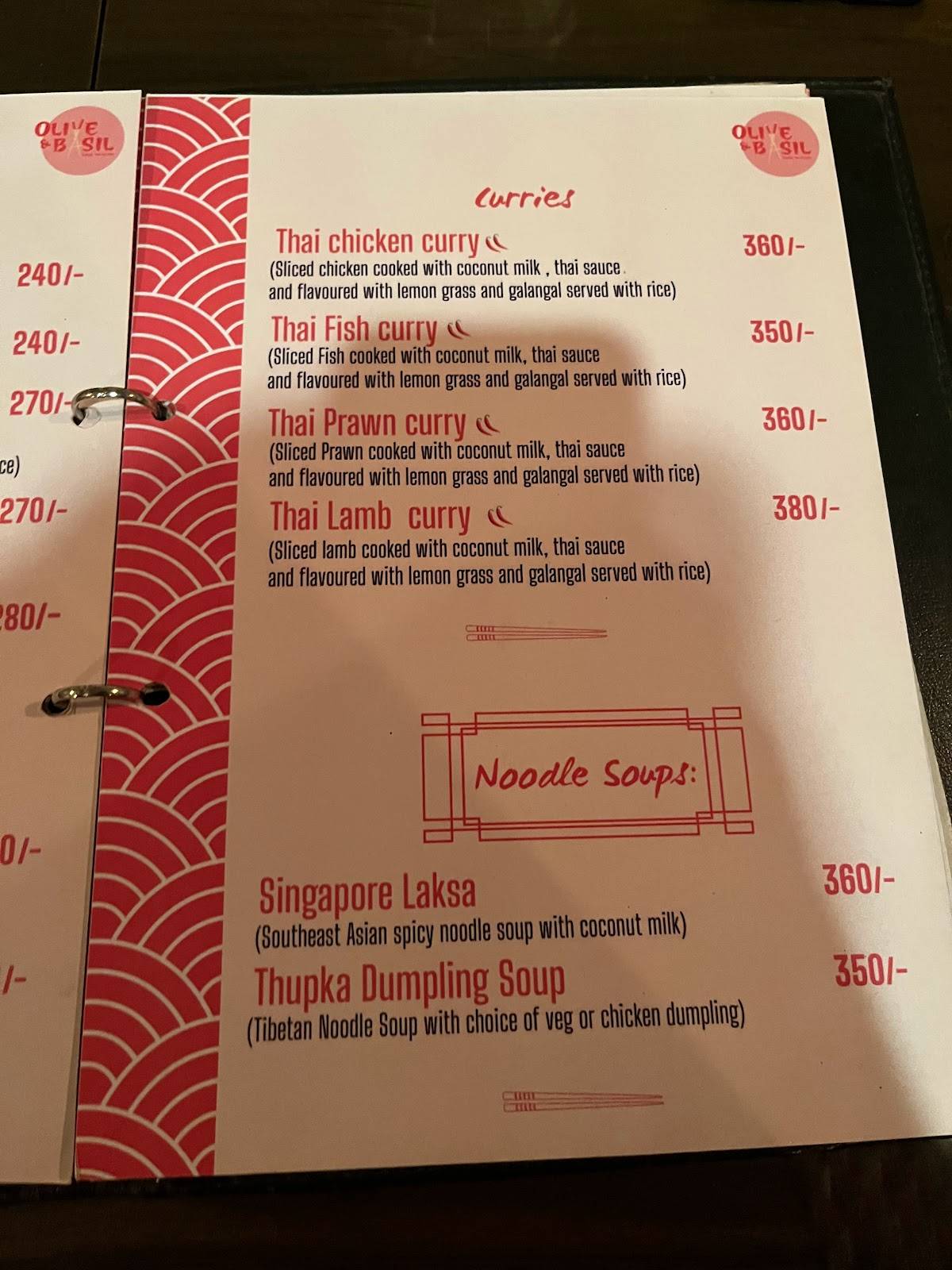 Olive & Basil menu