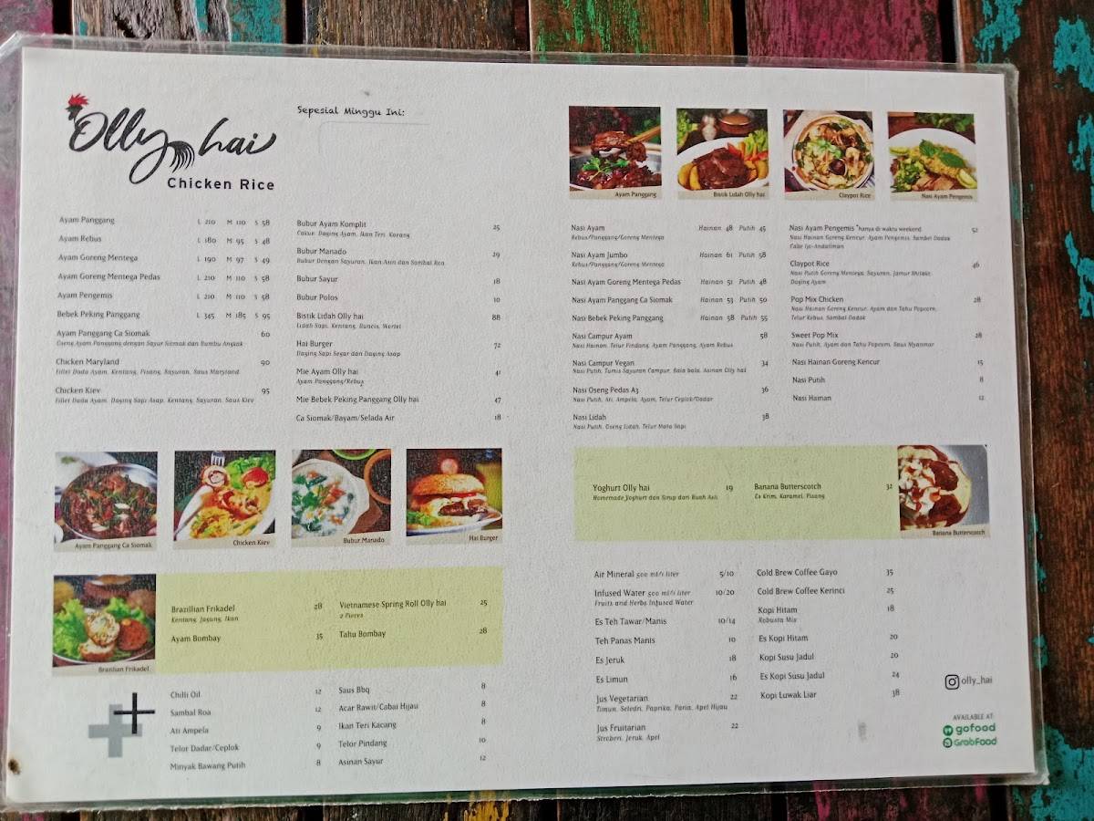 Carta del restaurante Olly Hai Chicken Rice & Hai Tea, Bandung