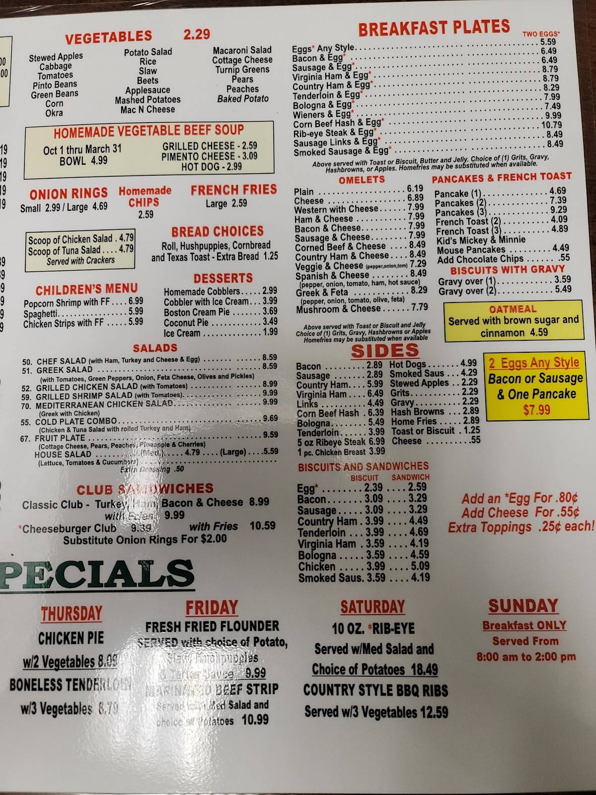 Menu at Olympia Family Restaurant, Mount Airy