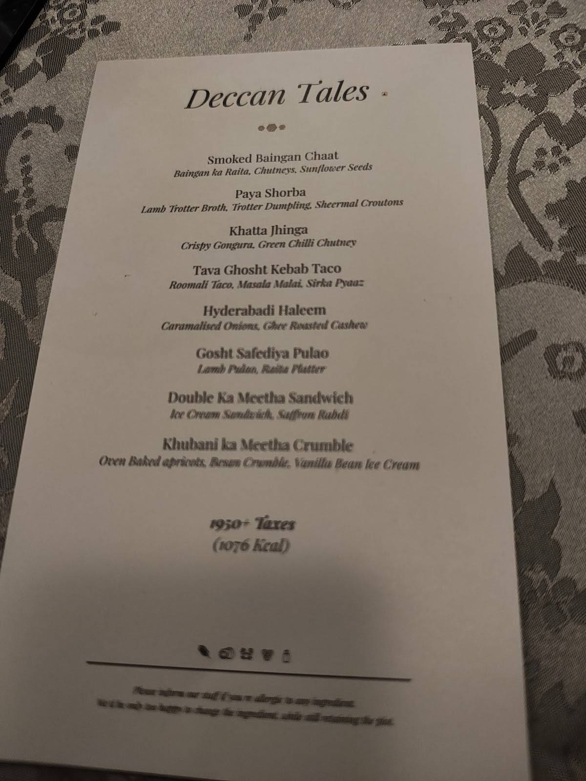 Once Upon A Time - Hotel GreenPark menu