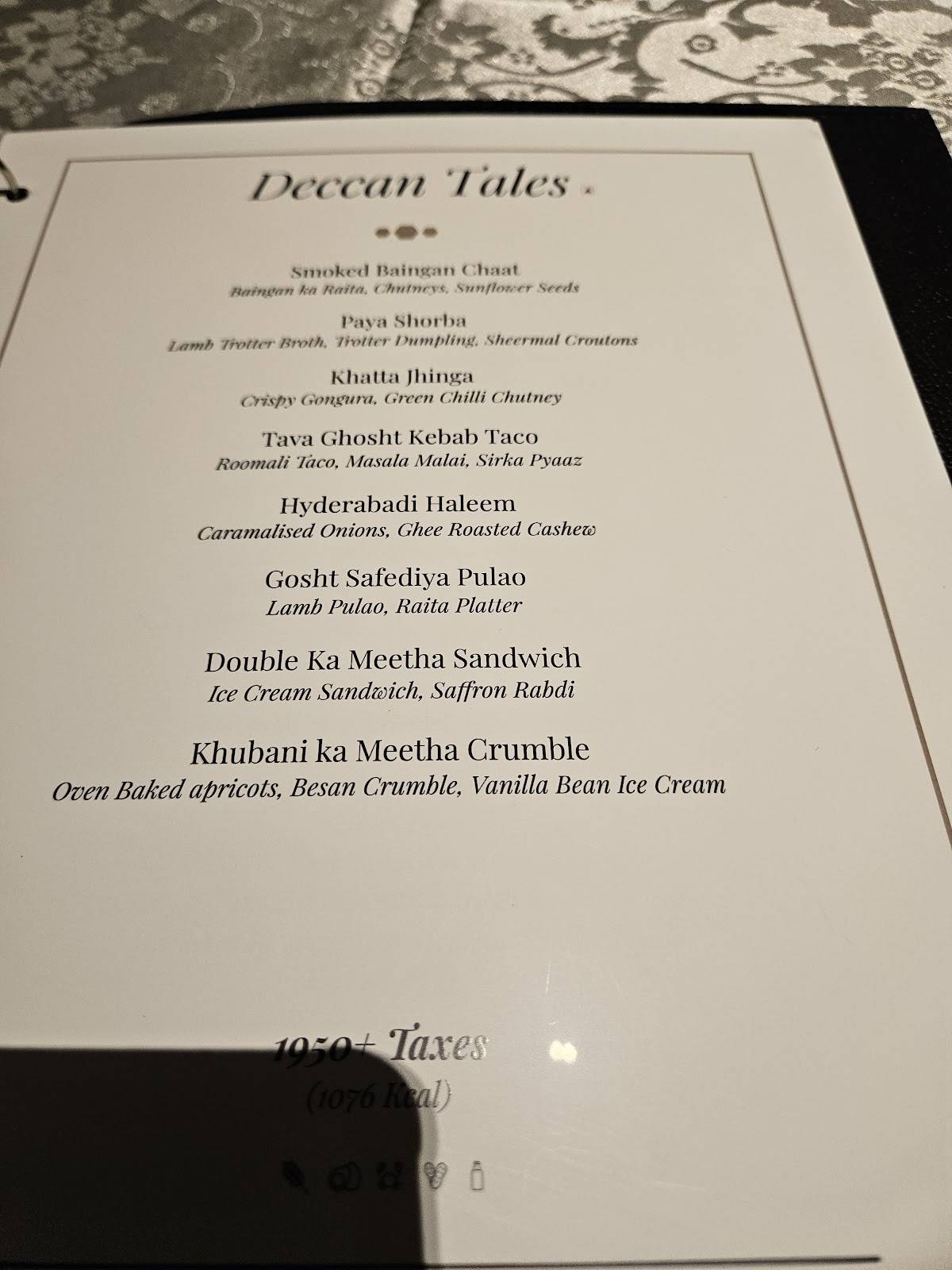 Once Upon A Time - Hotel GreenPark menu