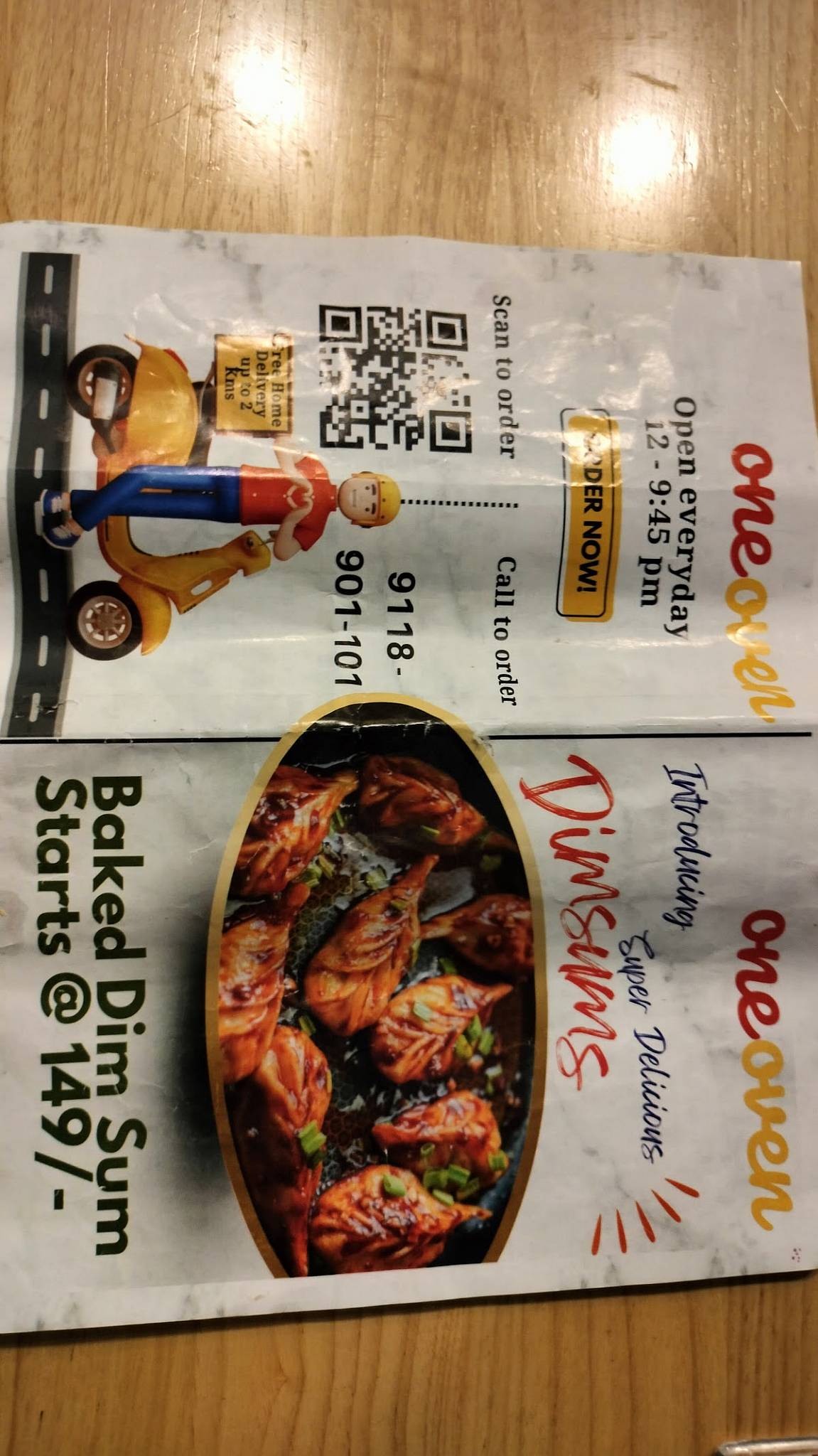 One oven menu