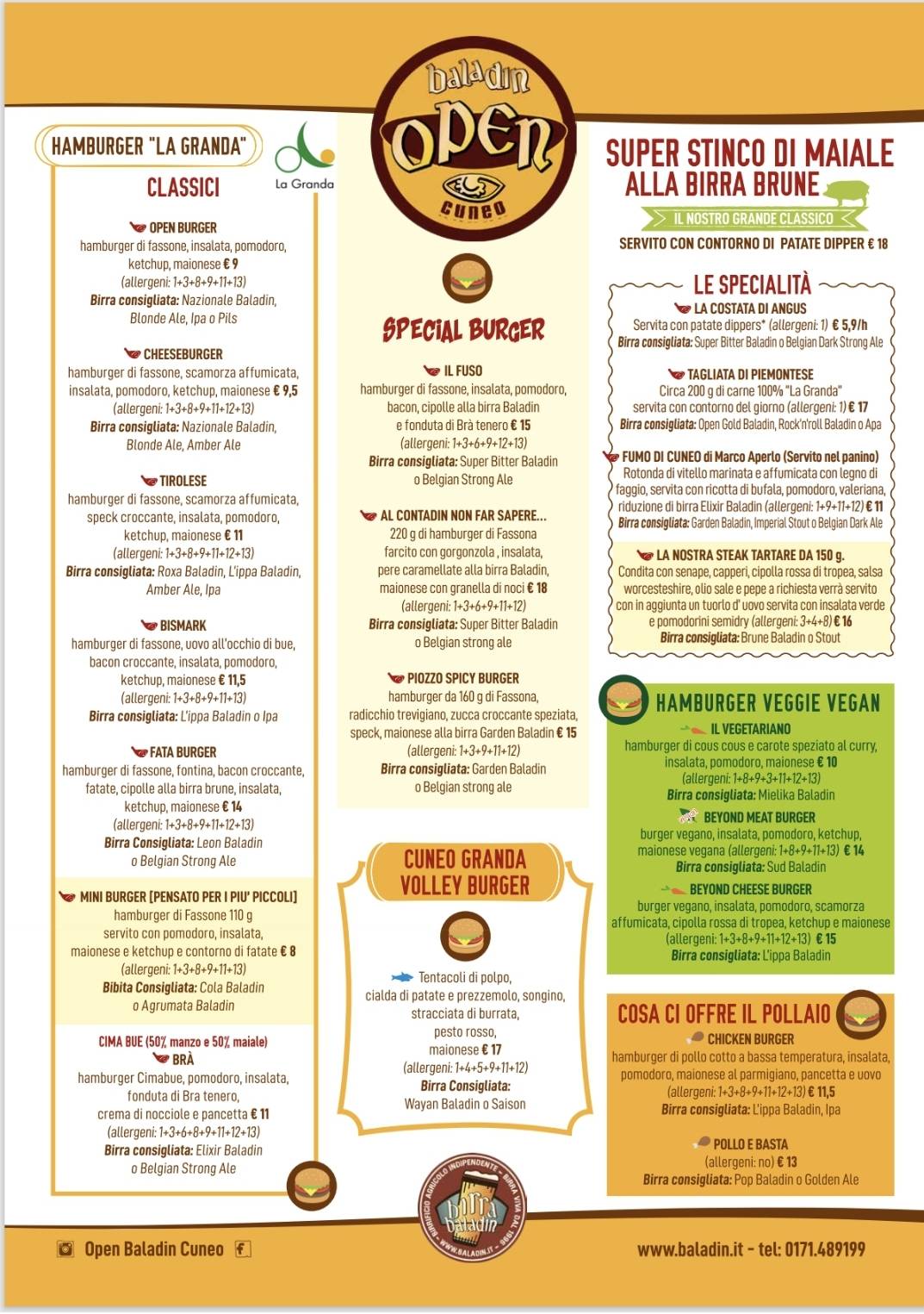 Menu di Open Baladin 
