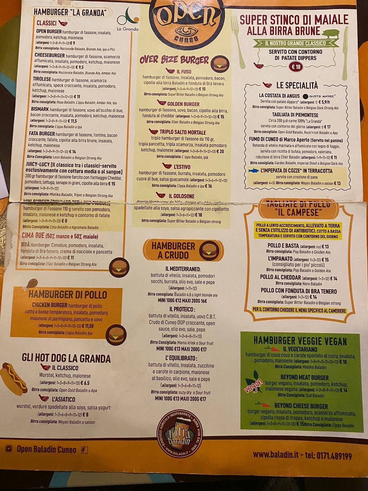 Menu di Open Baladin 