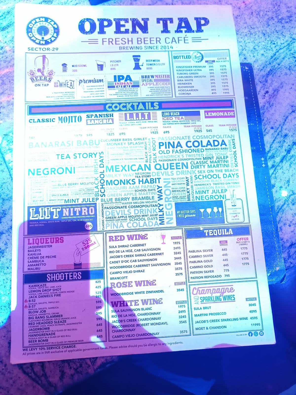 Open Tap Sector 29 menu
