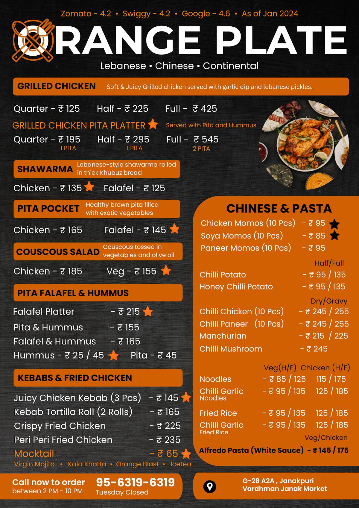 Orange Plate menu