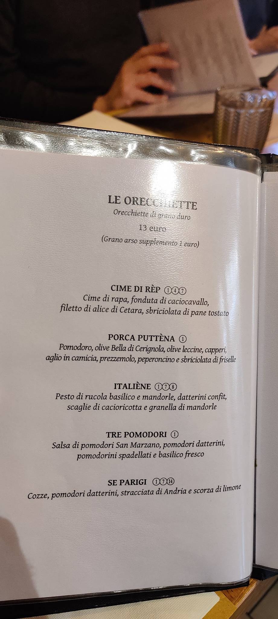 Menu di Orecchietteria Banfi 