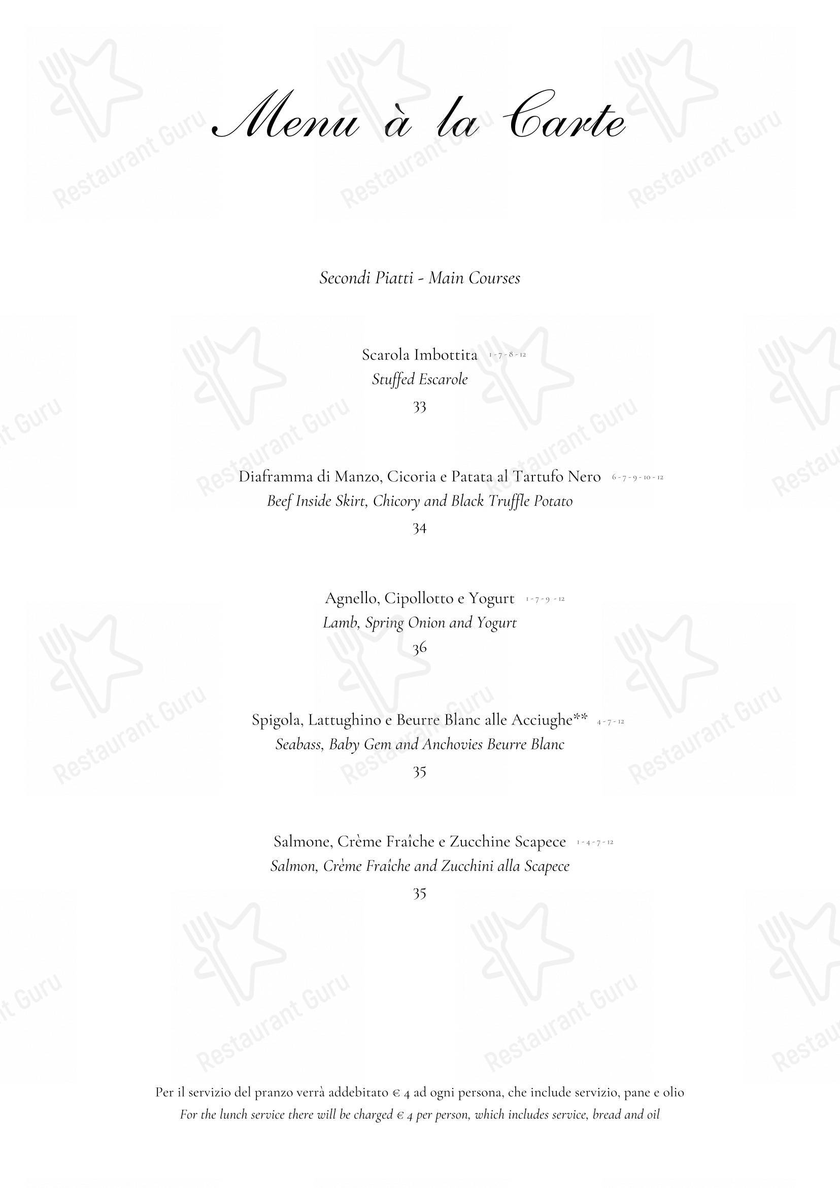 Menu di Oro Bistrot - Основное меню