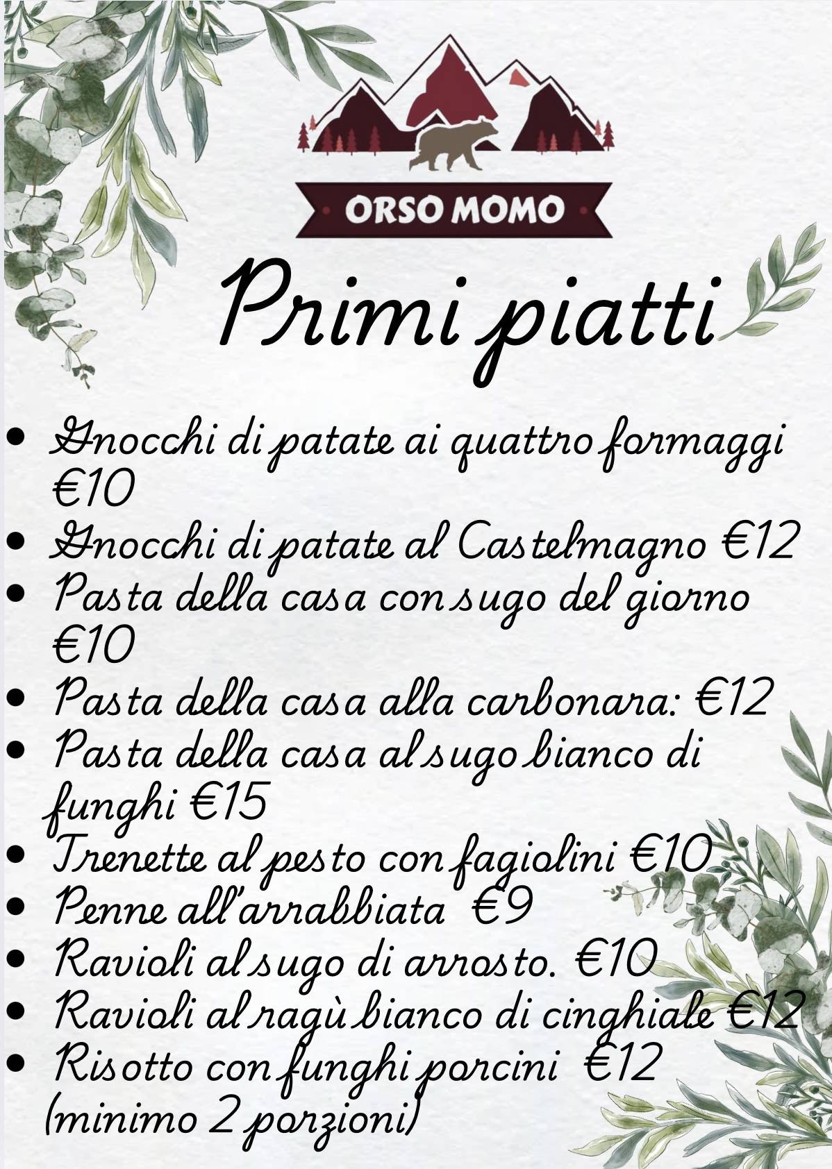 Menu di Orso Momo 