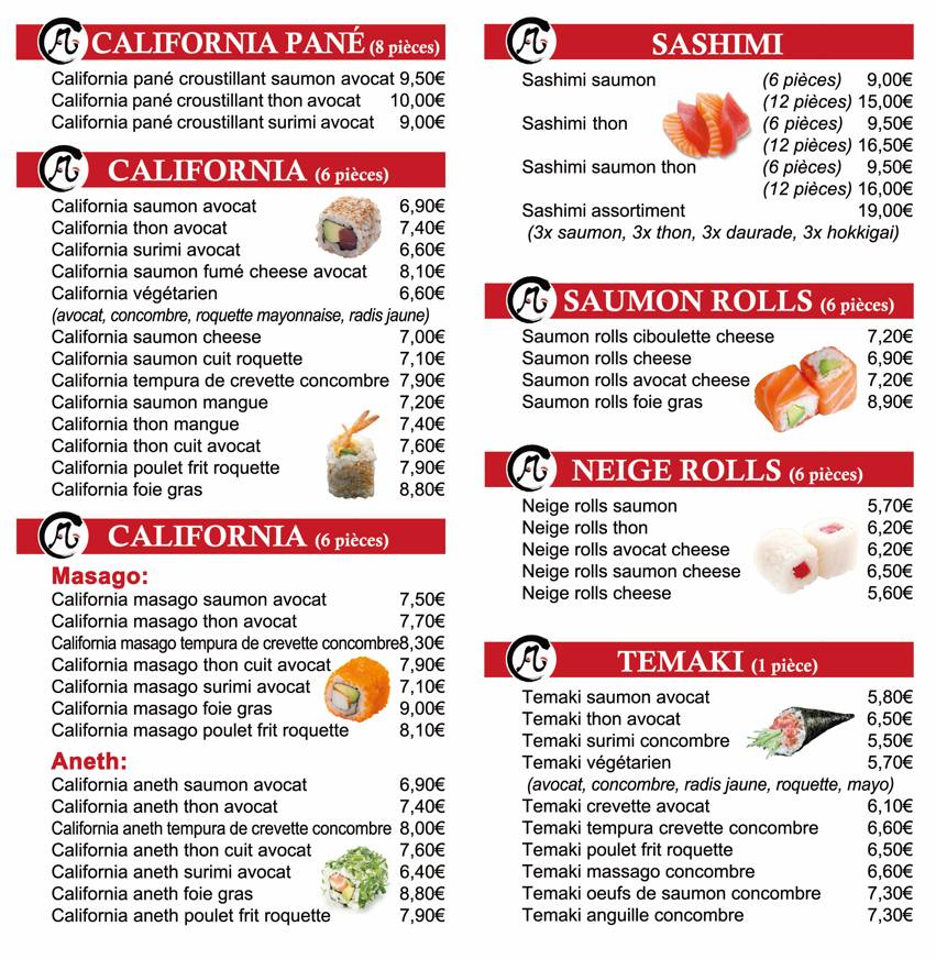 Menu de Osaka