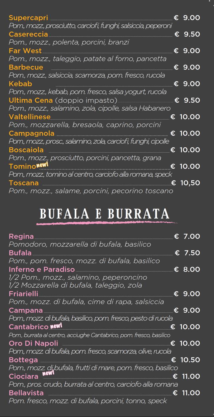 Menu di La bottega della pizza 