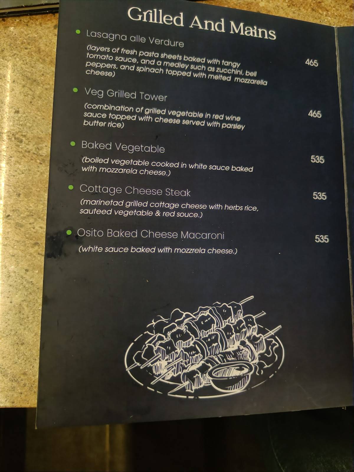 Osito Jaipur menu