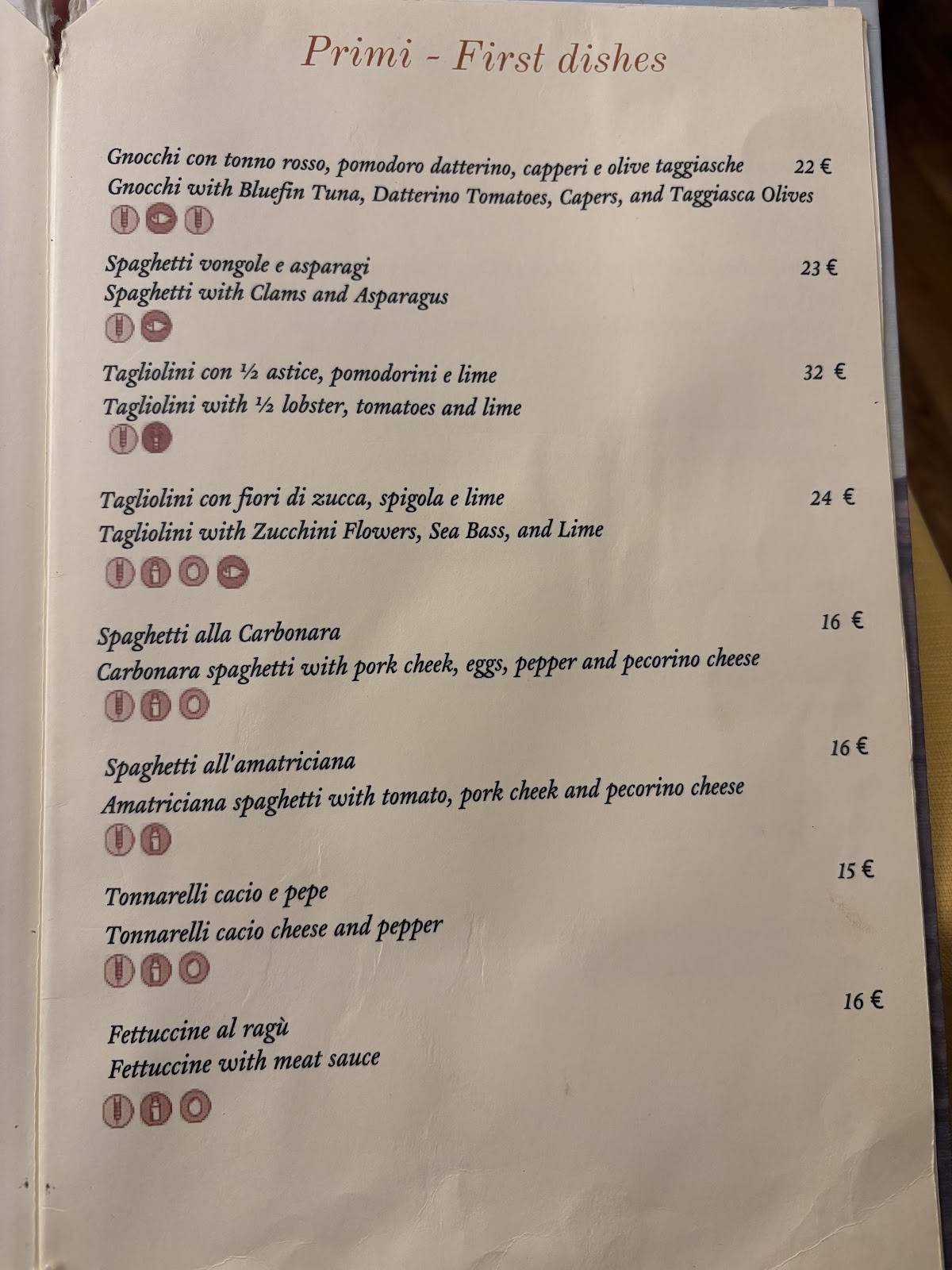 Menu de Osteria Barberini