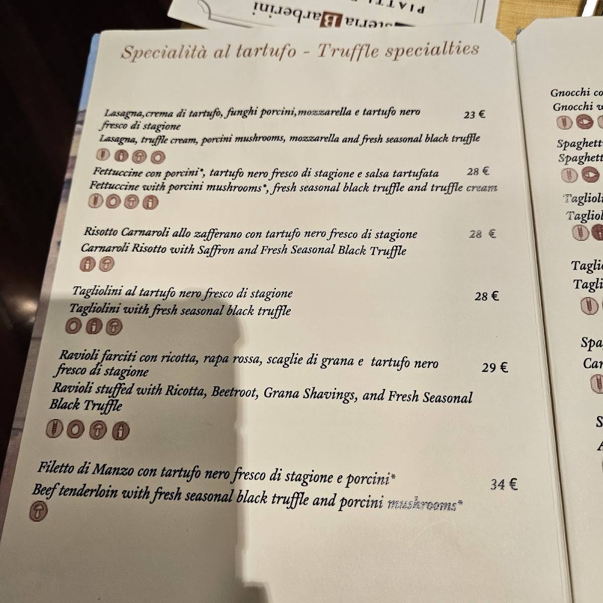 Menu di Osteria Barberini 