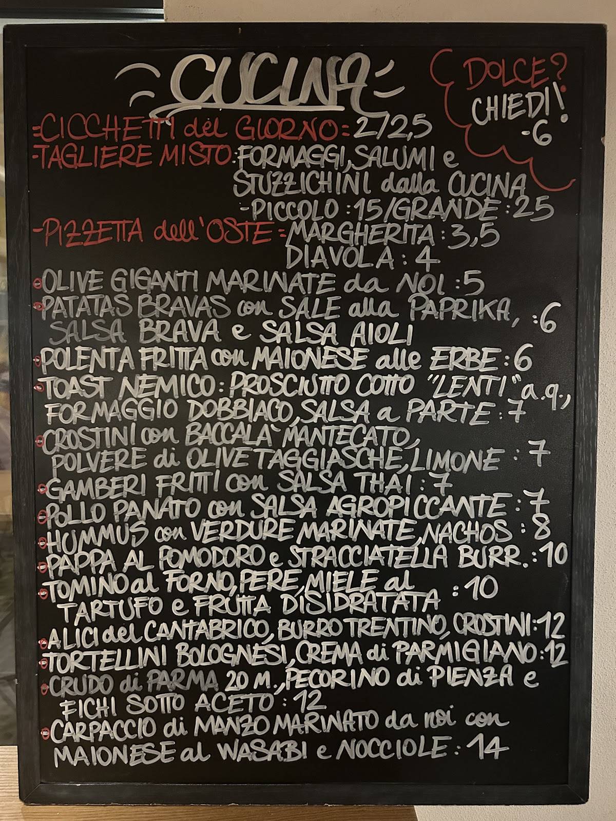 Menu di Osteria Dai Nemici 
