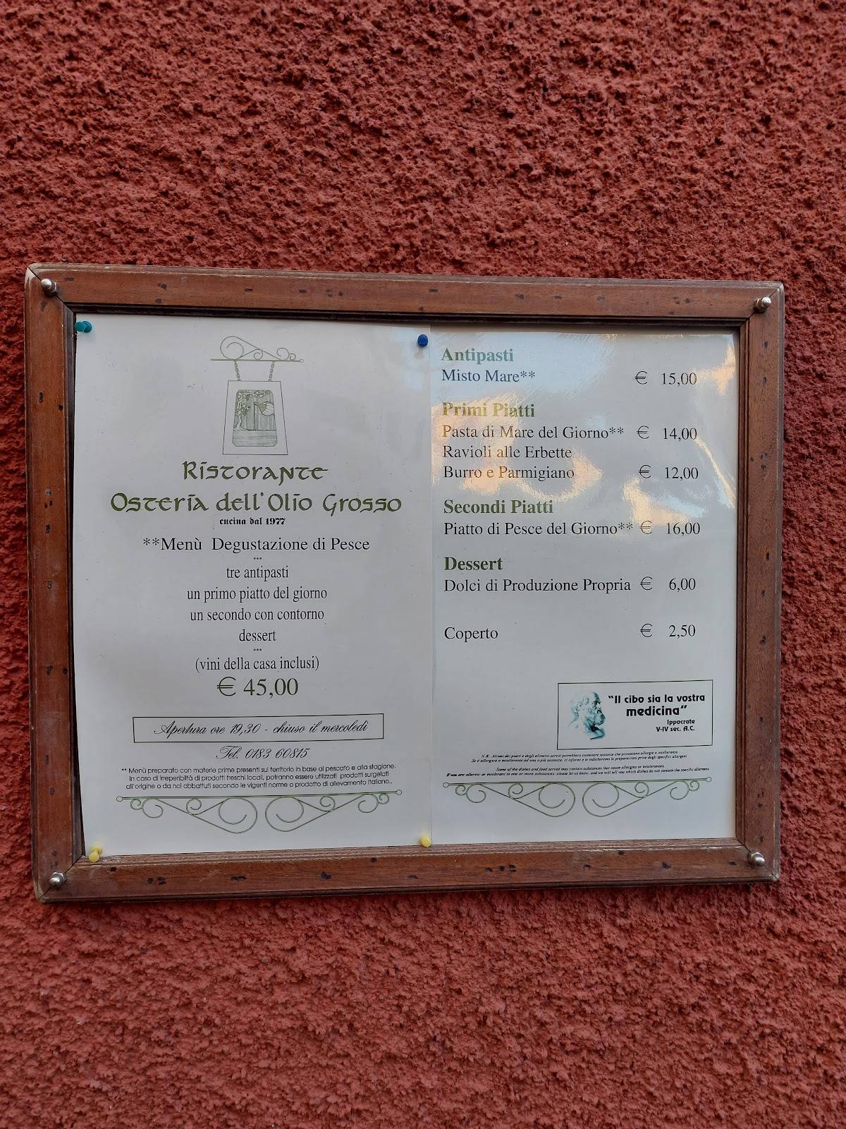 Menu di Osteria Dell'Olio Grosso 