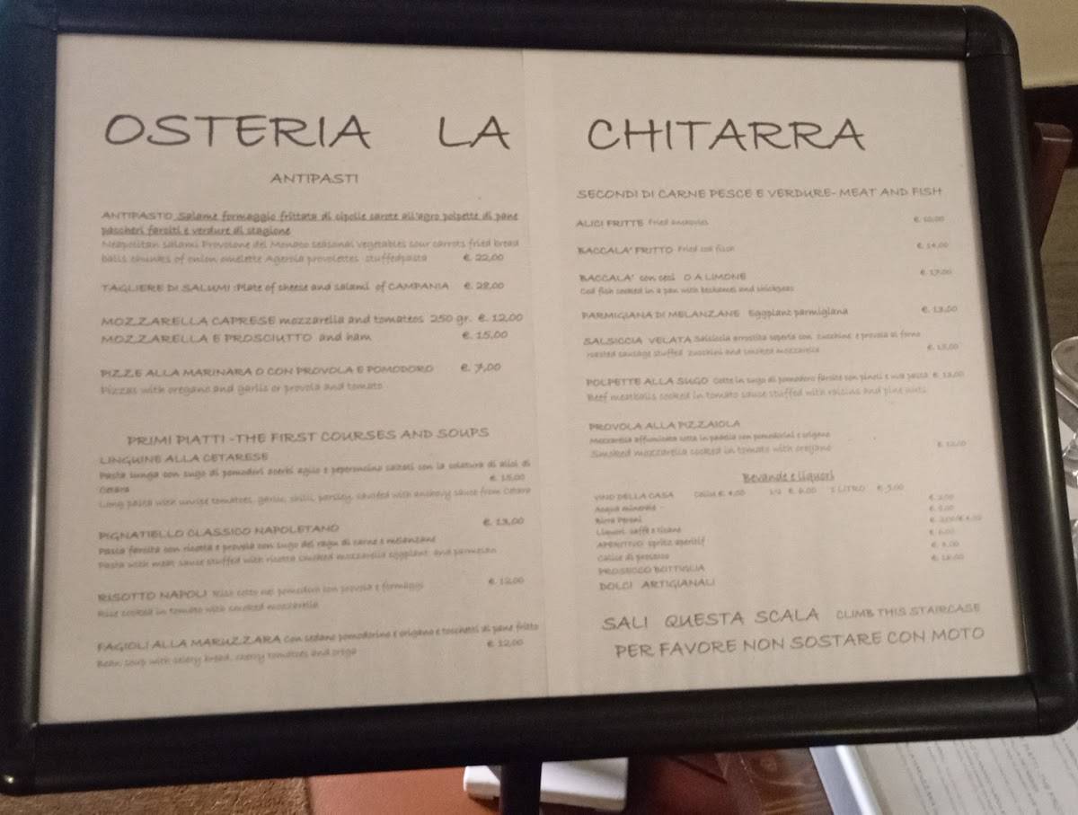 Menu di Osteria La Chitarra 