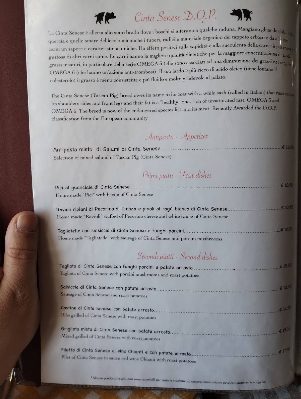 Menu di Osteria Le Scalette 