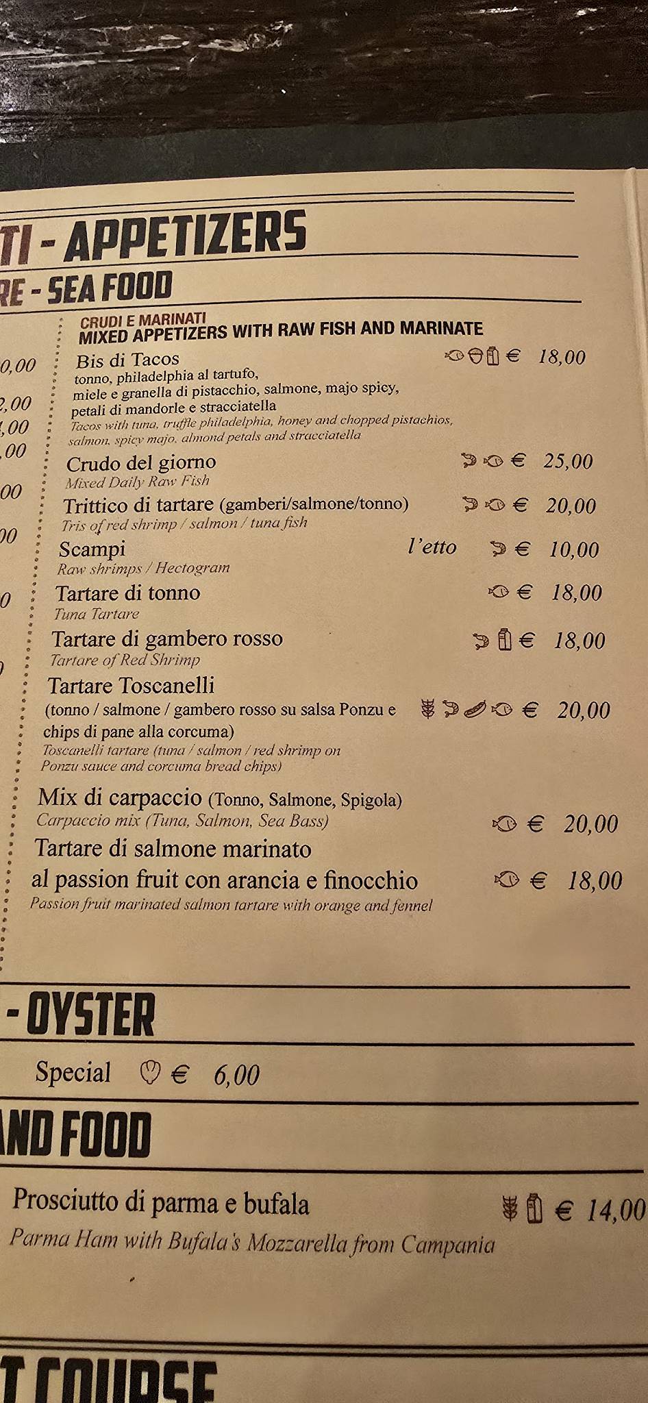 Menu di Osteria Toscanelli 