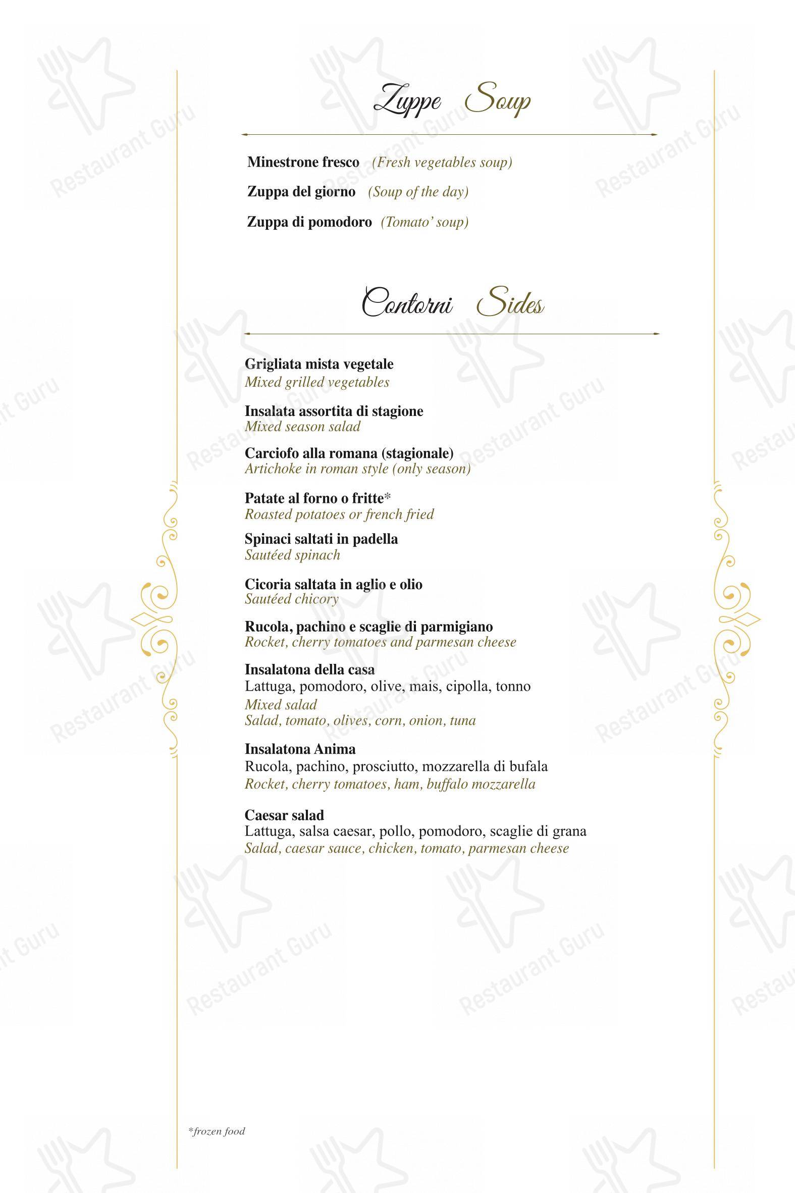 Osteria dell'Anima in Roma - Menu