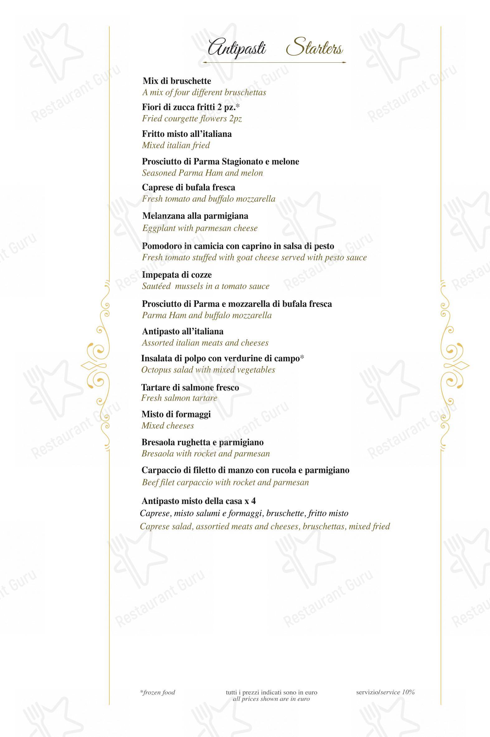Osteria dell'Anima in Roma - Menu