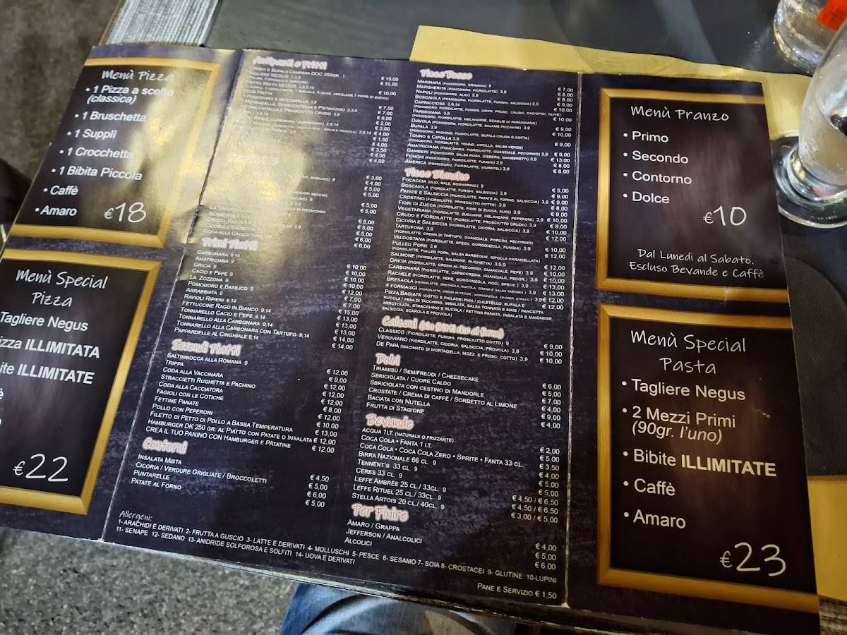 Menu di Negus Kitchen And More Pizzeria Braceria Cucina romana Ostia lido 