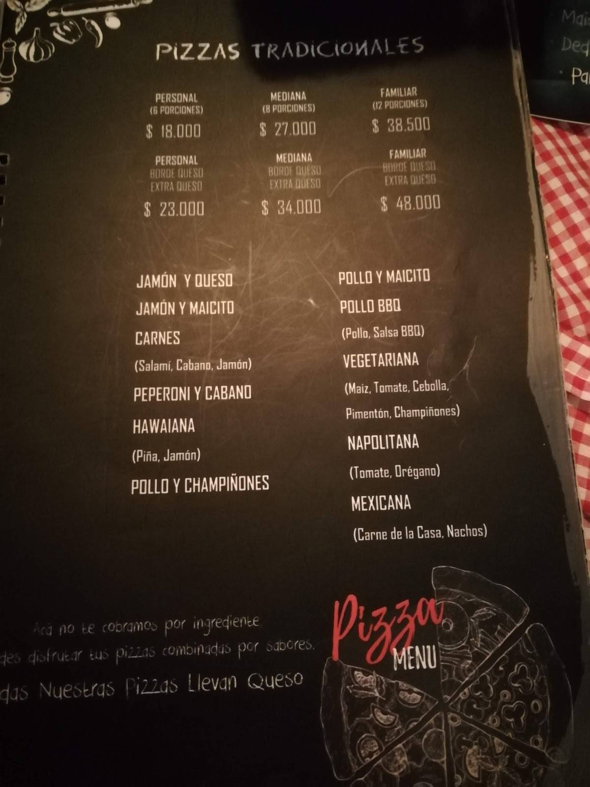 Carta del restaurante Our Pizza, Envigado