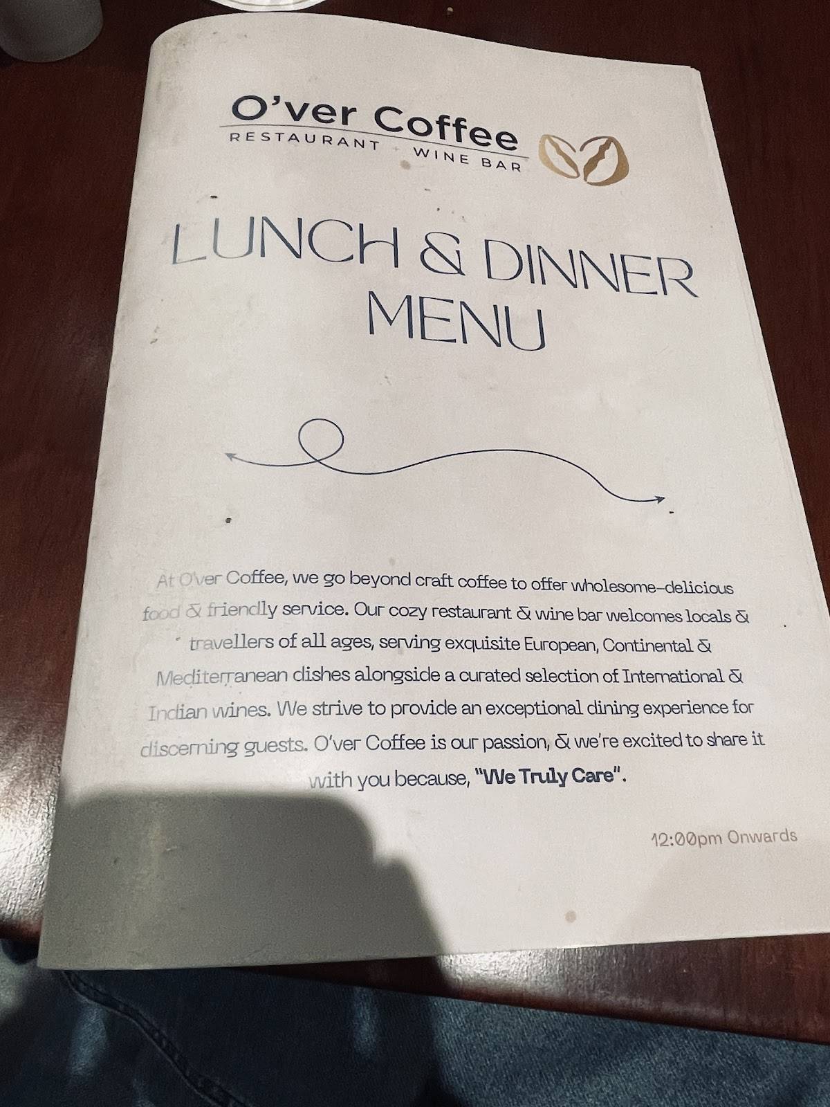 Over Coffee menu