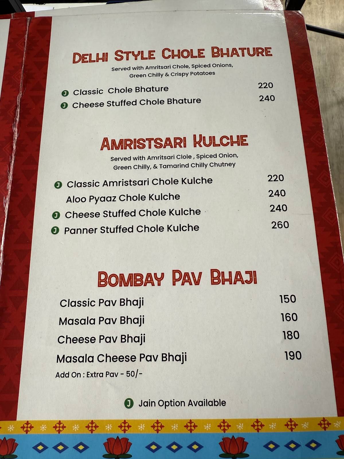 Oye Hoye menu