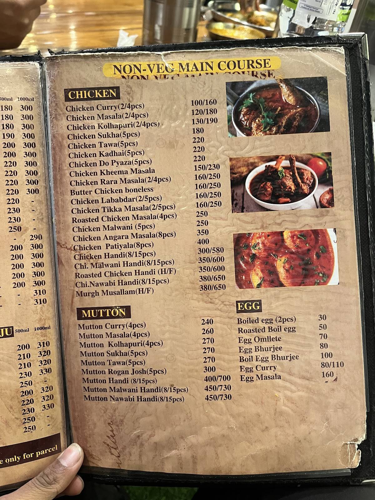 P.K. Restaurant menu