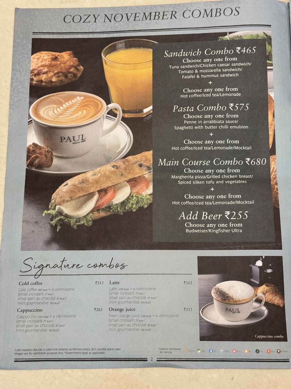 Paul Nexity menu