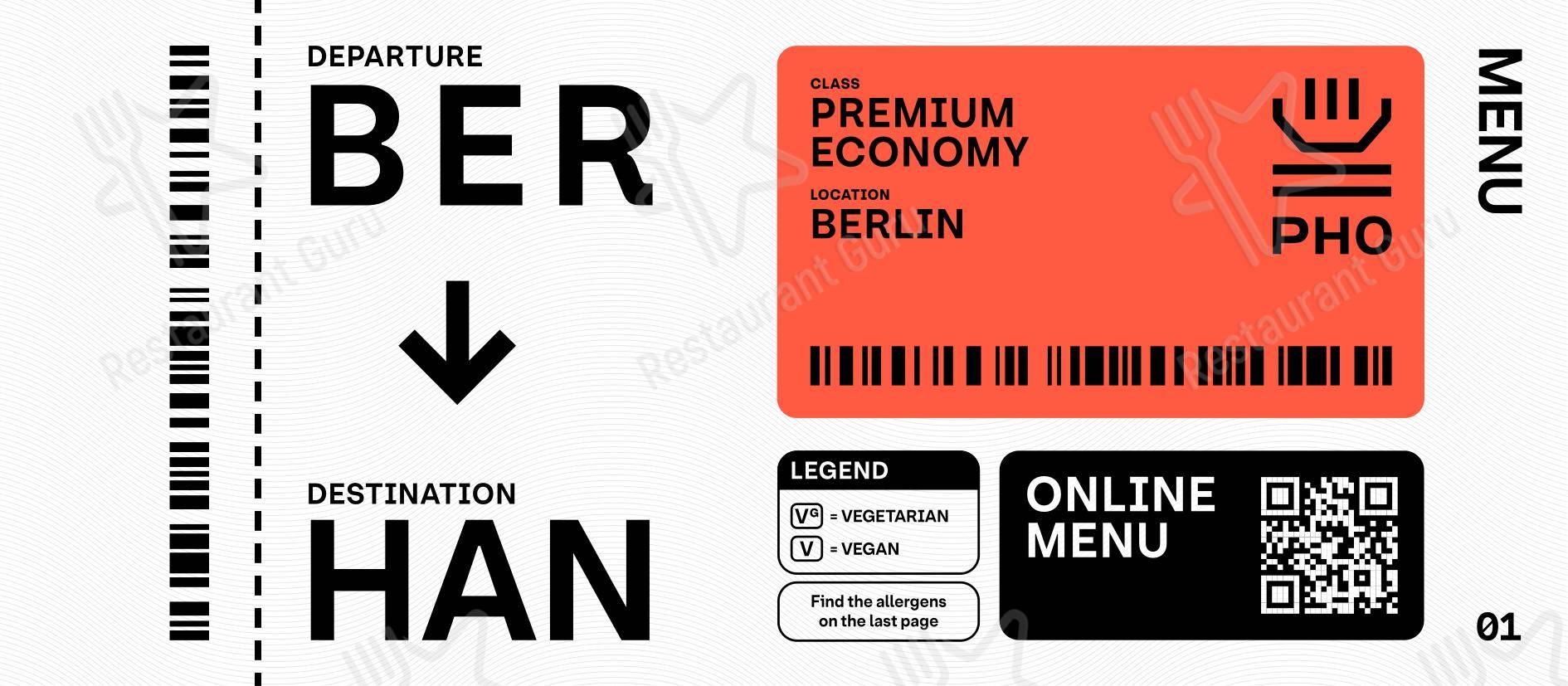 Menu pour PHO - Noodlebar (Mitte) - Menu bar