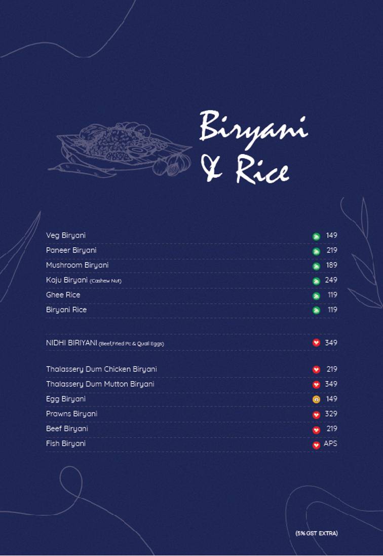 MAZALI RESTAURANT menu