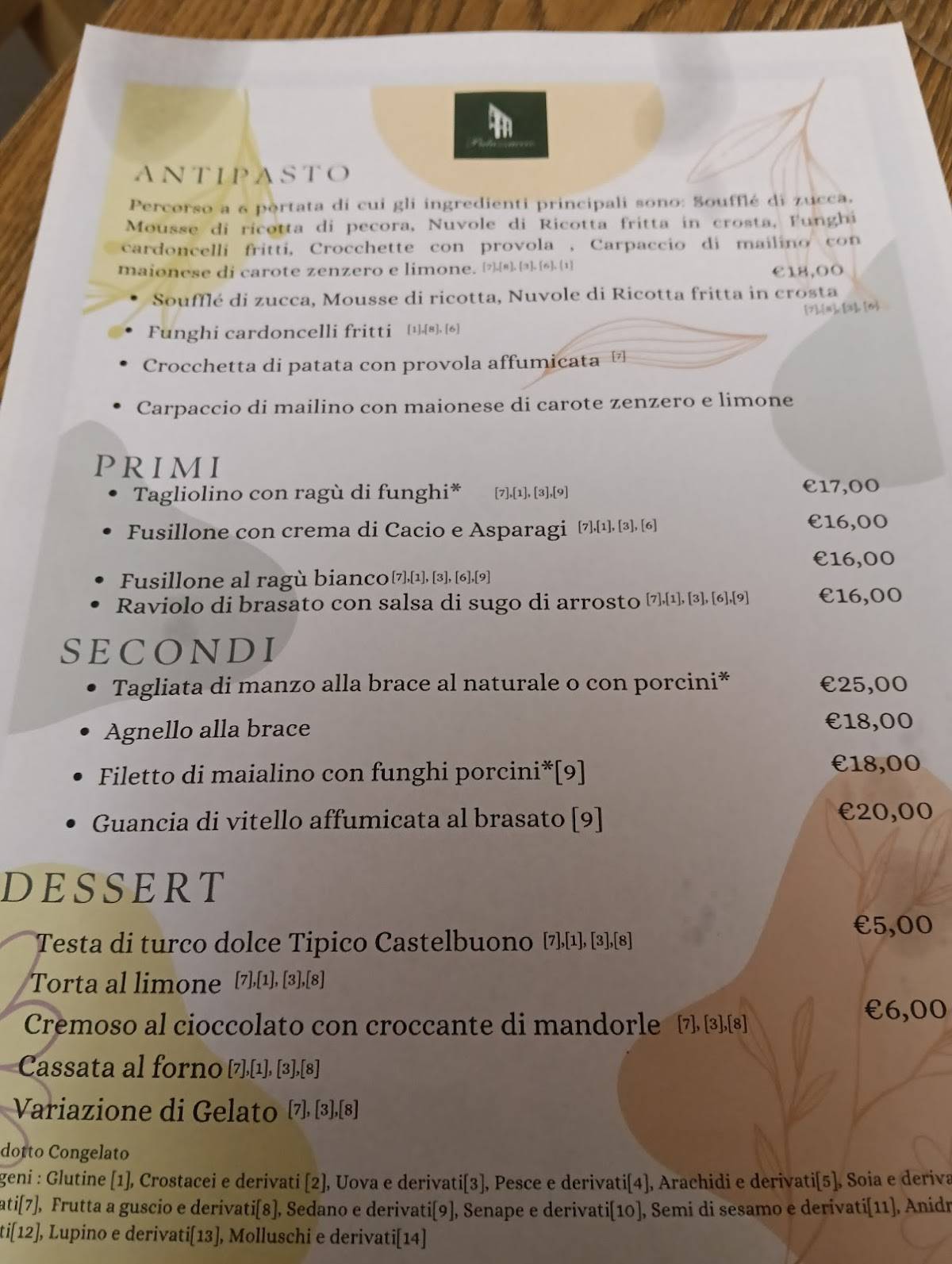 Menu di Palazzaccio Ristorante 