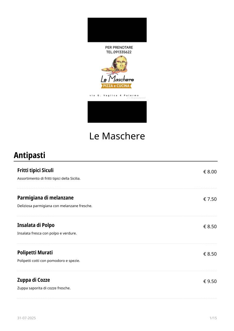 Menu di Le Maschere 