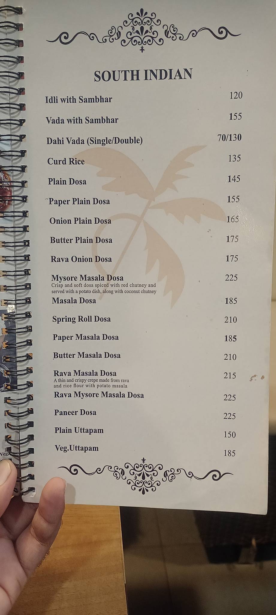 Palm Bistro menu