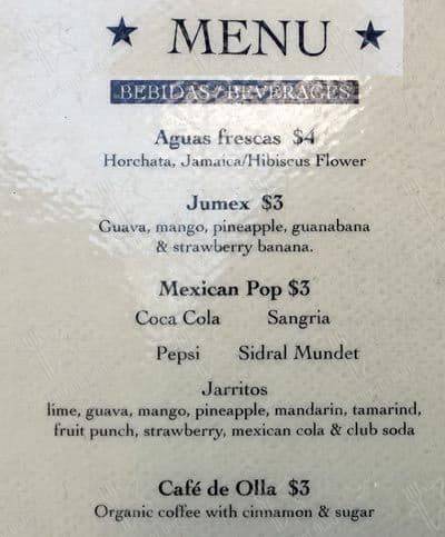 Menu de Pancho y Emiliano