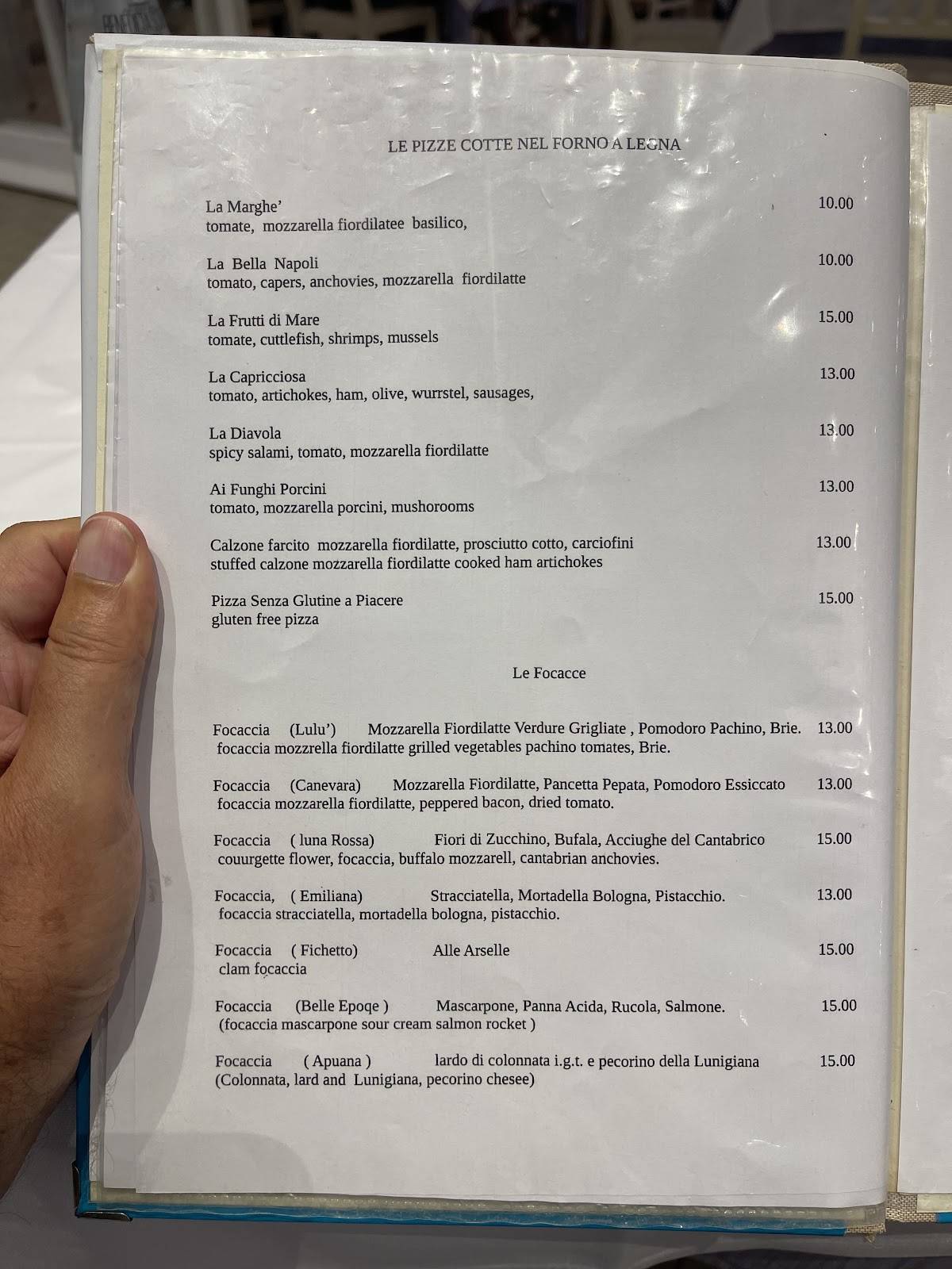 Menu di Pancino 2 Ristorante Pizzeria 
