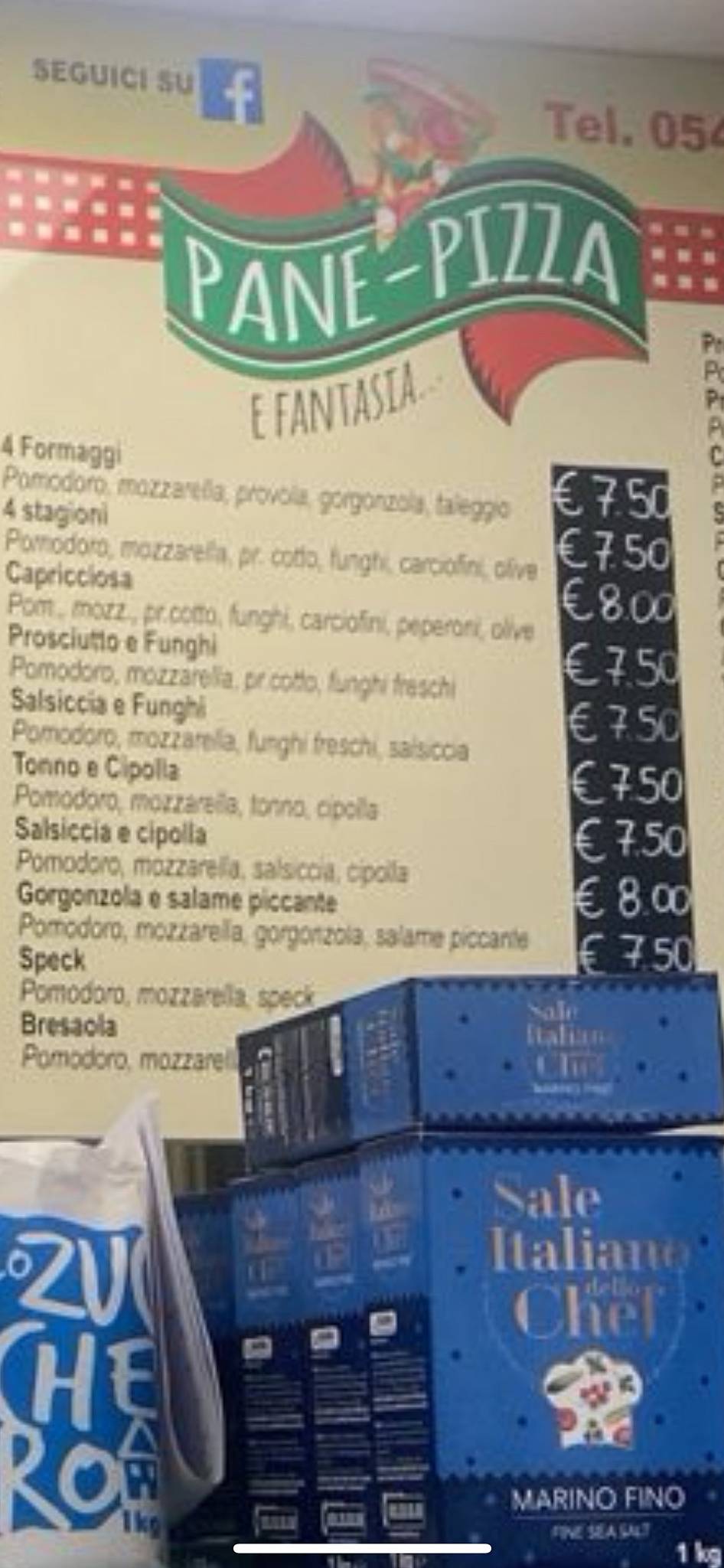 Menu di Pane Pizza e Fantasia 