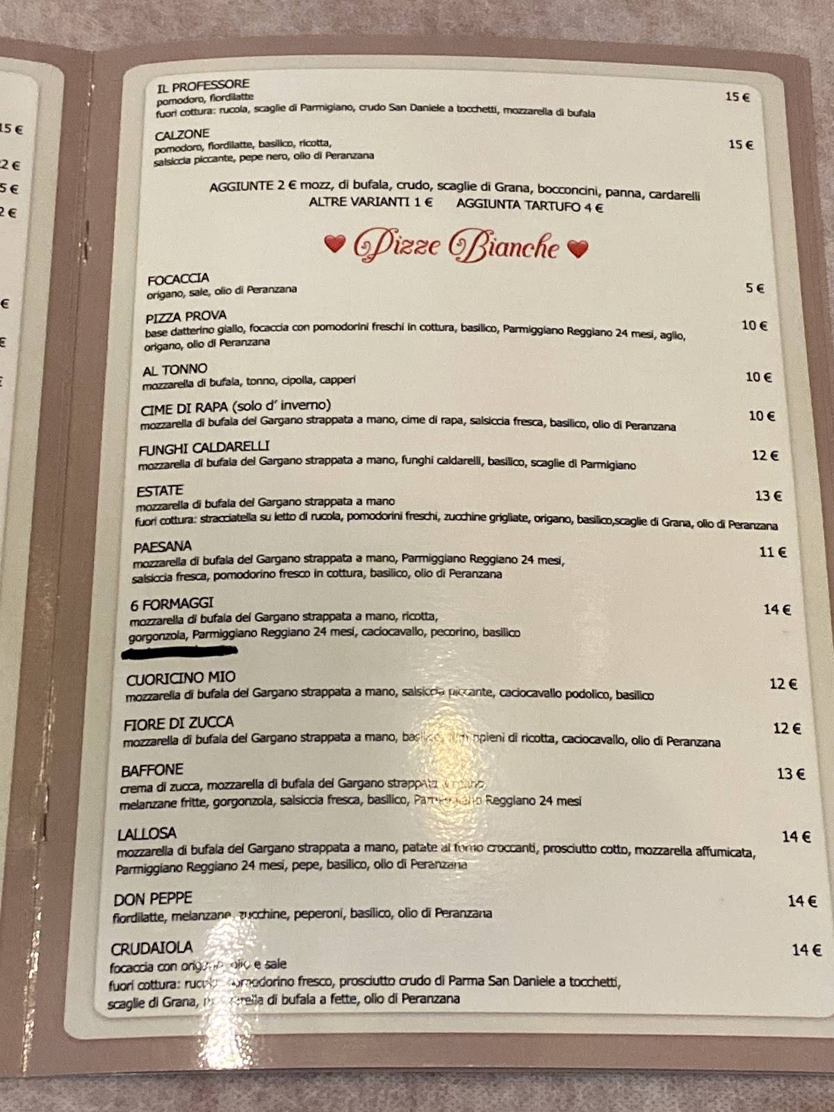 Menu di Pane e Salute Foggia 