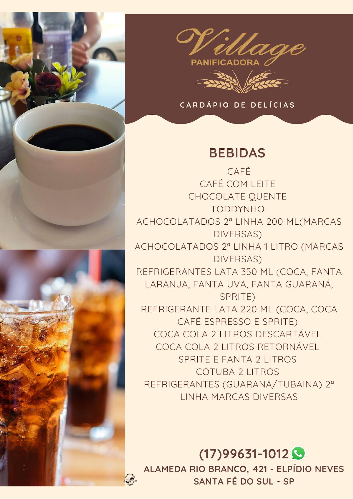 Panificadora Village cardápio