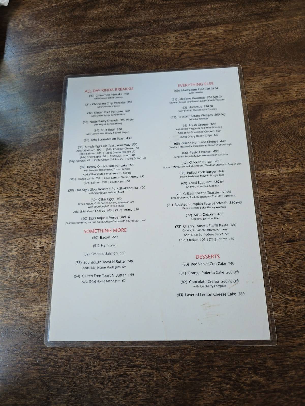 Cafe Bodega menu