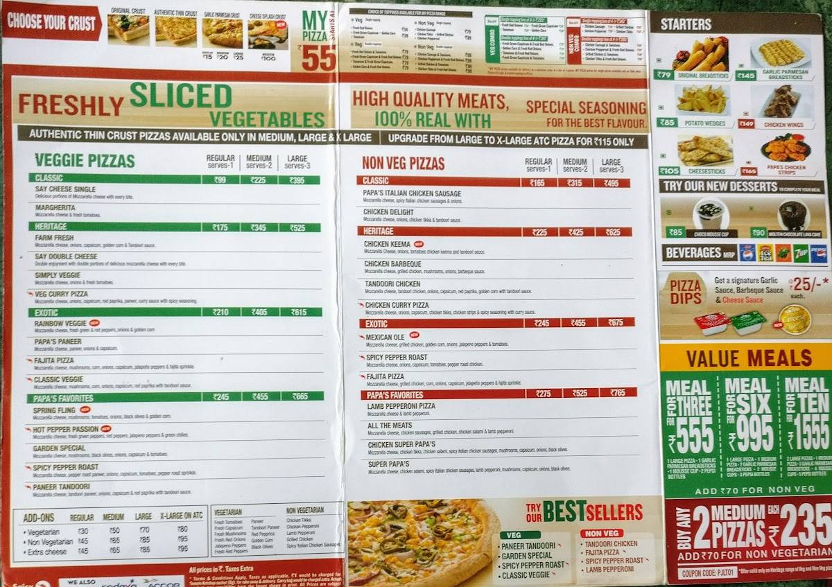 Papa John's menu