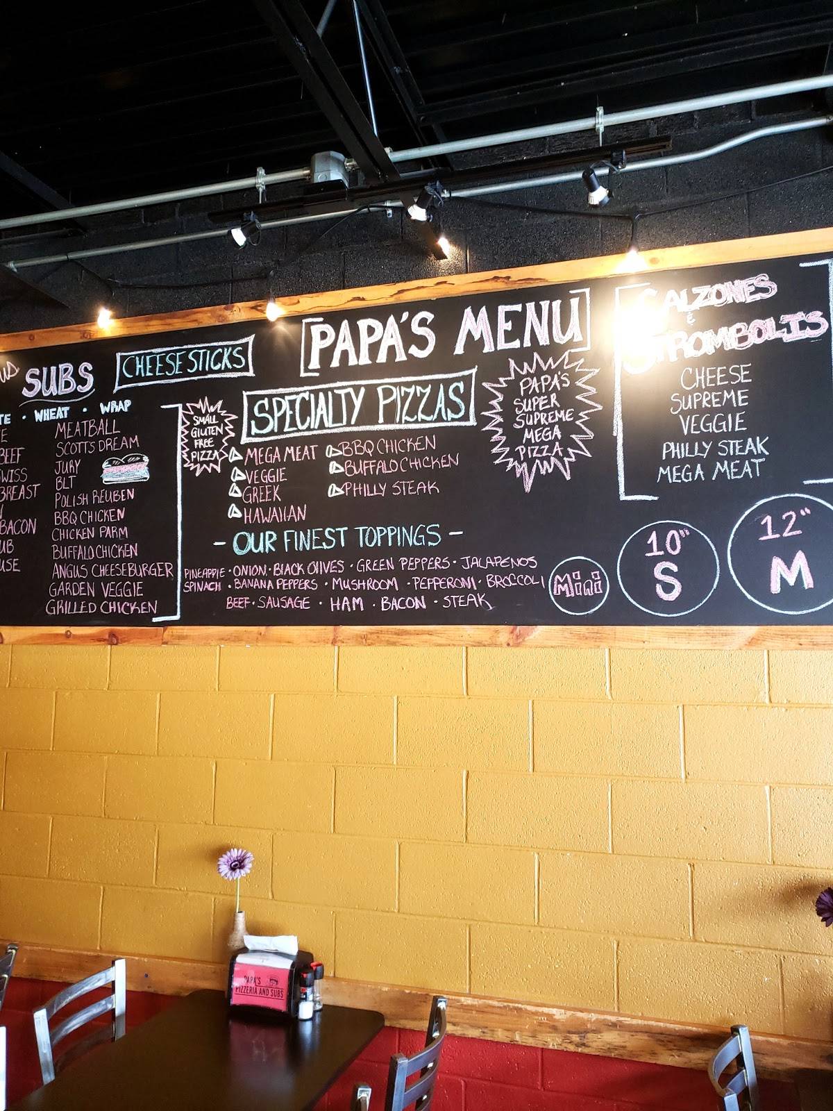 Menu at Papa's Pizzeria & Subs, Pearisburg