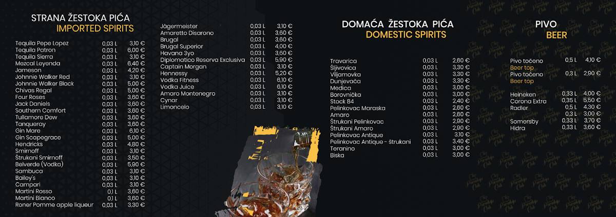 Menu di Paradajz club Malinska 